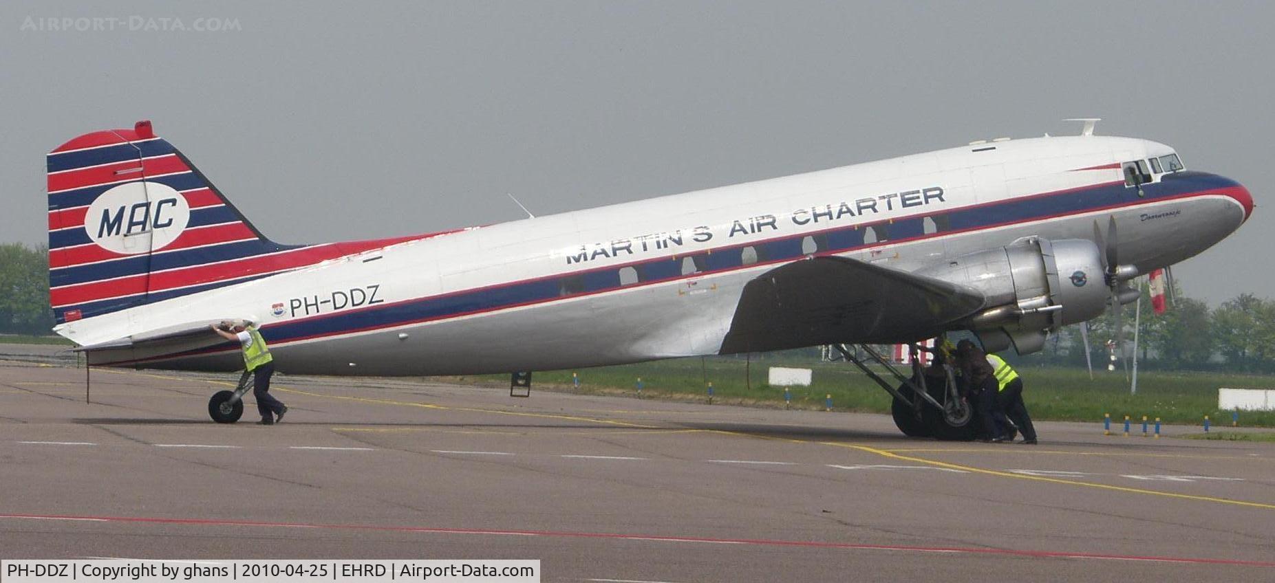 PH-DDZ, 1943 Douglas DC-3C-S1C3G (C-47A) C/N 19754, Pushed back after re-fueling for some local flights