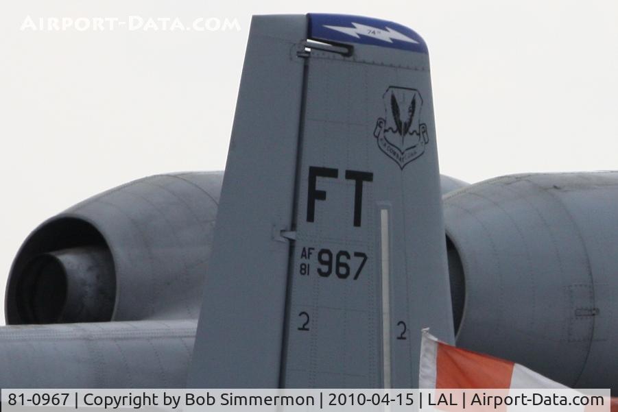 81-0967, 1981 Fairchild Republic A-10C Thunderbolt II C/N A10-0662, Tail detail - Sun N Fun 2010