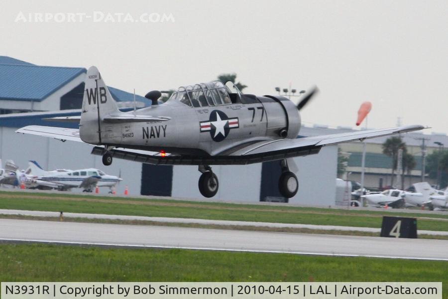 N3931R, North American AT-6B Texan C/N 84-923, Landing on 9 during Sun N Fun 2010 at Lakeland, FL.
