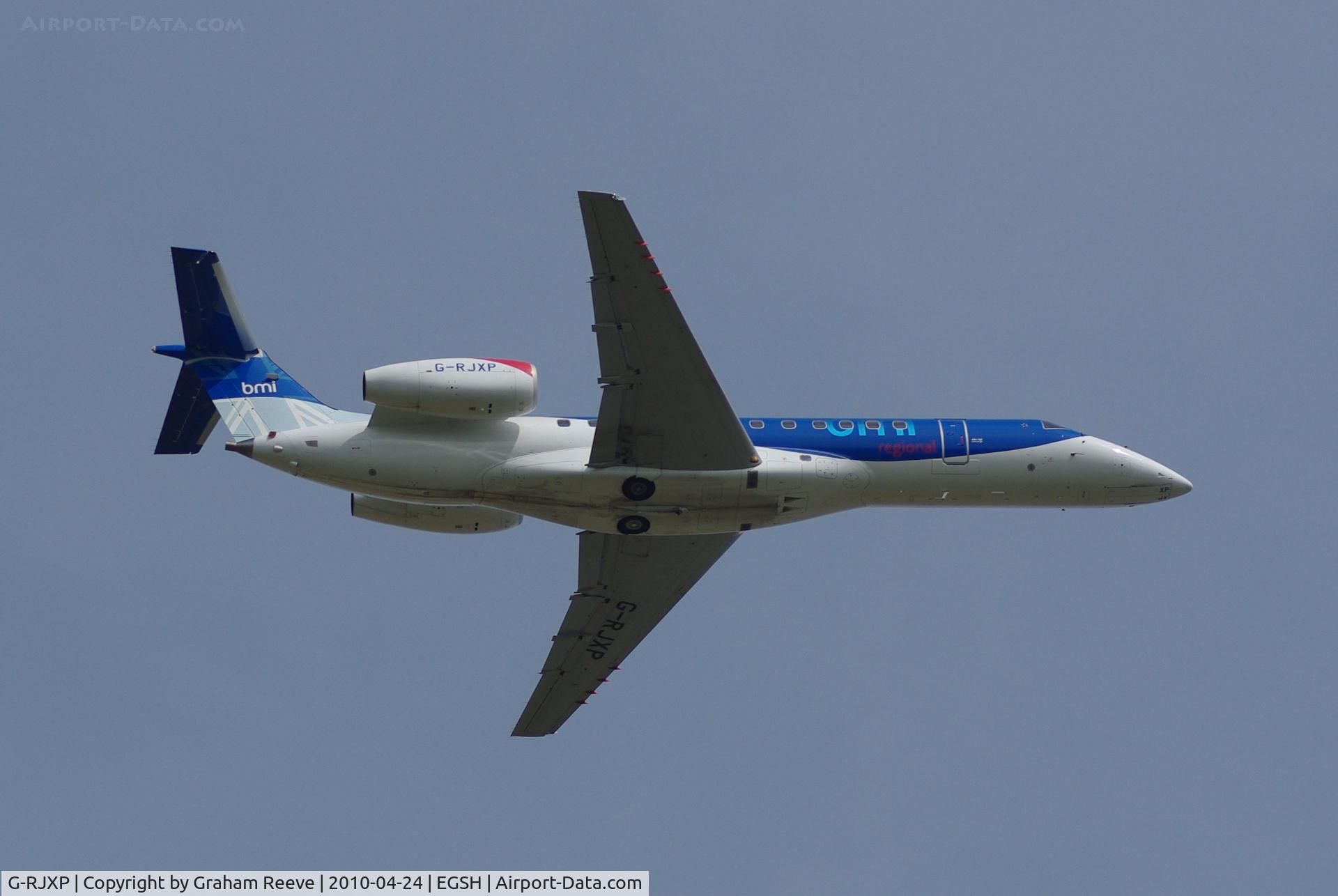 G-RJXP, 2001 Embraer ERJ-135ER (EMB-135ER) C/N 145431, Flying over Norwich.