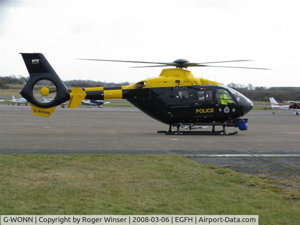 G-WONN, 2007 Eurocopter EC-135T-2+ C/N 0597, Operated by South and East Wales Police Air Support Unit (Police 32). Marked HEDDLU on the port side.