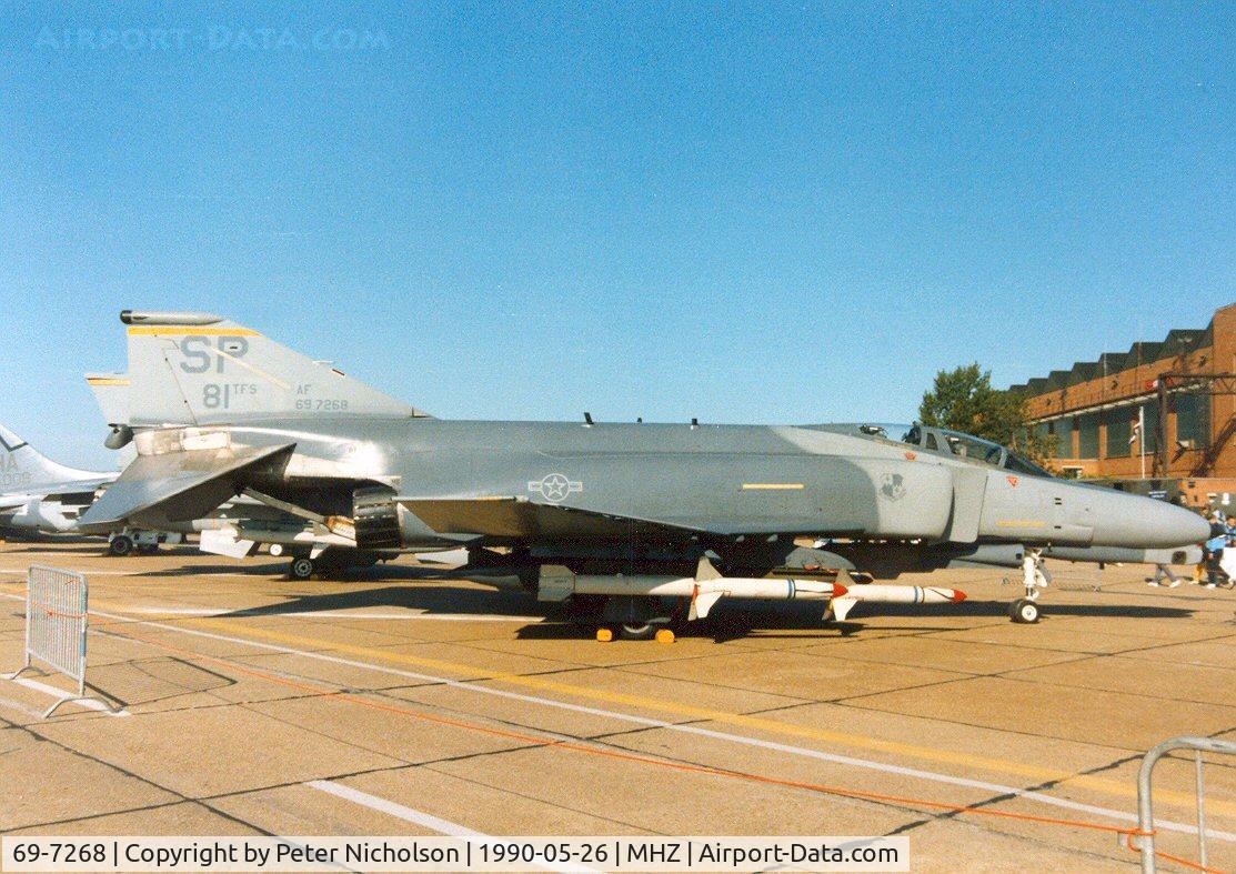 69-7268, 1969 McDonnell Douglas F-4G Phantom II C/N 3955, F-4G Phantom of 81st Tactical Fighter Squadron/52nd Tactical Fighter Wing at Spangdahlem on display at the 1990 RAF Mildenhall Air Fete.