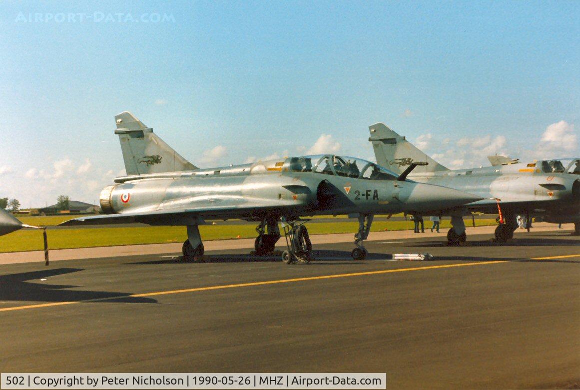 502, 1984 Dassault Mirage 2000B C/N 19, Mirage 2000B of French Air Force's EC.2 on the flight-line at the 1990 RAF Mildenhall Air Fete.