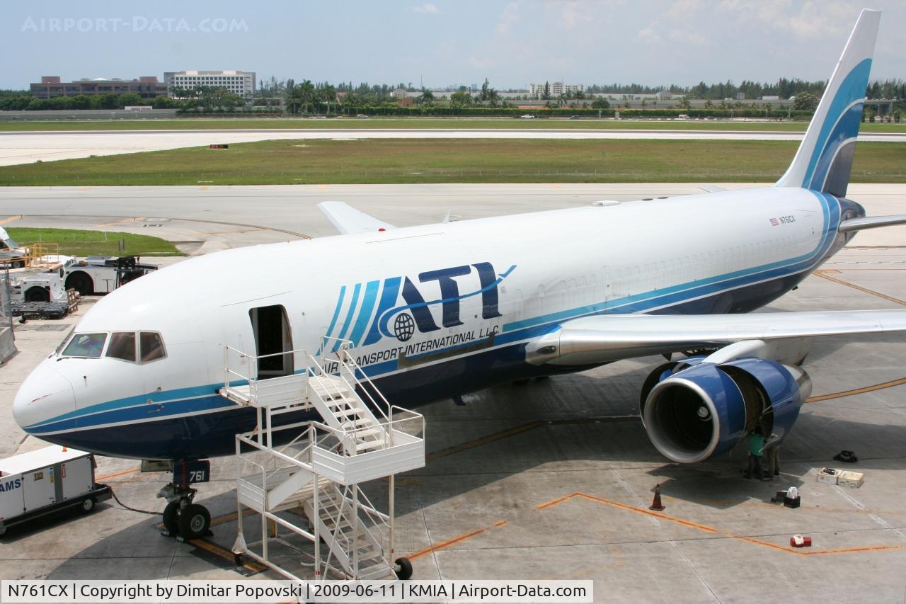 N761CX, 1985 Boeing 767-223(SF) C/N 22318, Undergoing maintenance at MIA