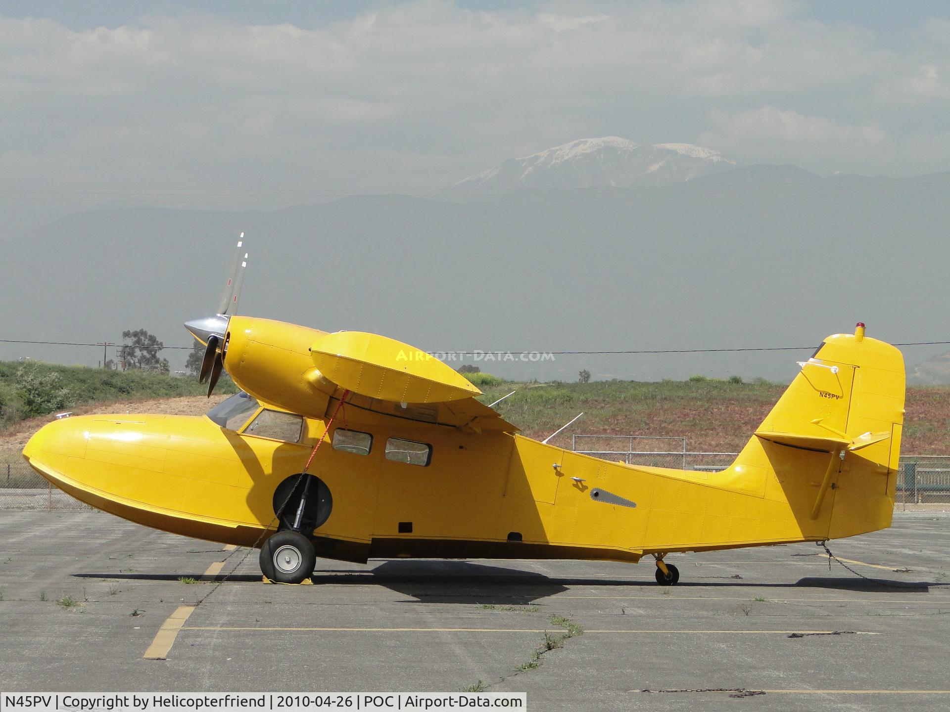N45PV, 1944 Grumman G-44 Widgeon C/N 1380, Tied down and facing into the sun at Brackett