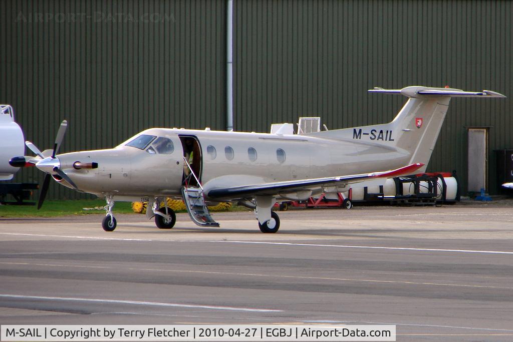 M-SAIL, 2009 Pilatus PC-12/47E C/N 1154, Isle of Man registered Pilatus PC-12 at Gloucestershire Airport