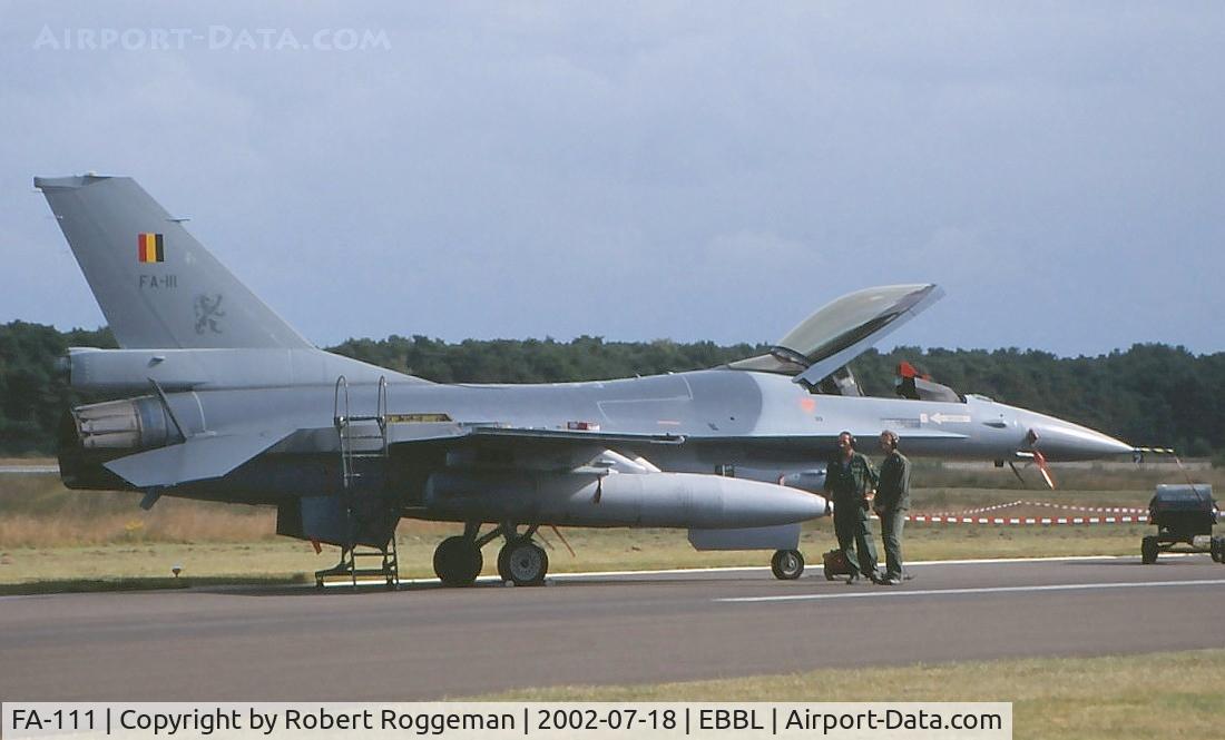 FA-111, 1987 SABCA F-16AM Fighting Falcon C/N 6H-111, F-16AM.Lion on its tail.10 th Wing Belgian Air Force.