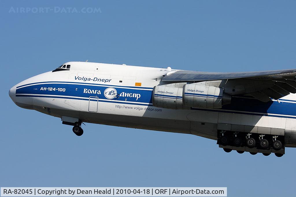RA-82045, 1991 Antonov An-124-100 Ruslan C/N 9773052255113, Volga Dnepr Airlines RA-82045 (FLT VDA2832) climbing out from RWY 5 enroute to Bangor Int'l (KBGR) for a fuel stop, and ultimately to Malta Int'l (LMML).