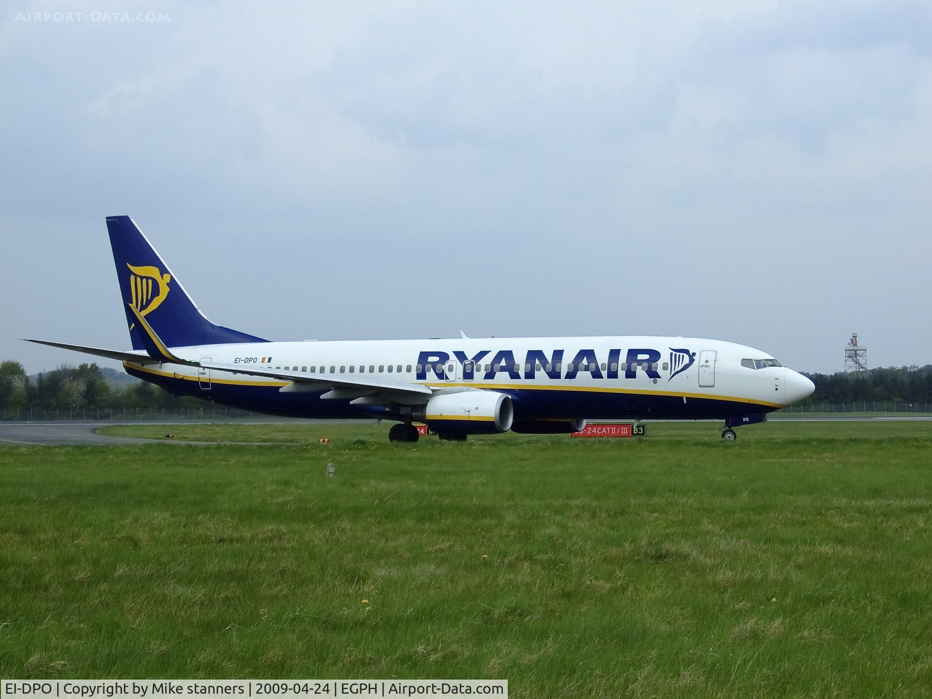 EI-DPO, 2007 Boeing 737-8AS C/N 33612, Edinburgh based Ryanair B737-800 arrives back at EDI from SXF