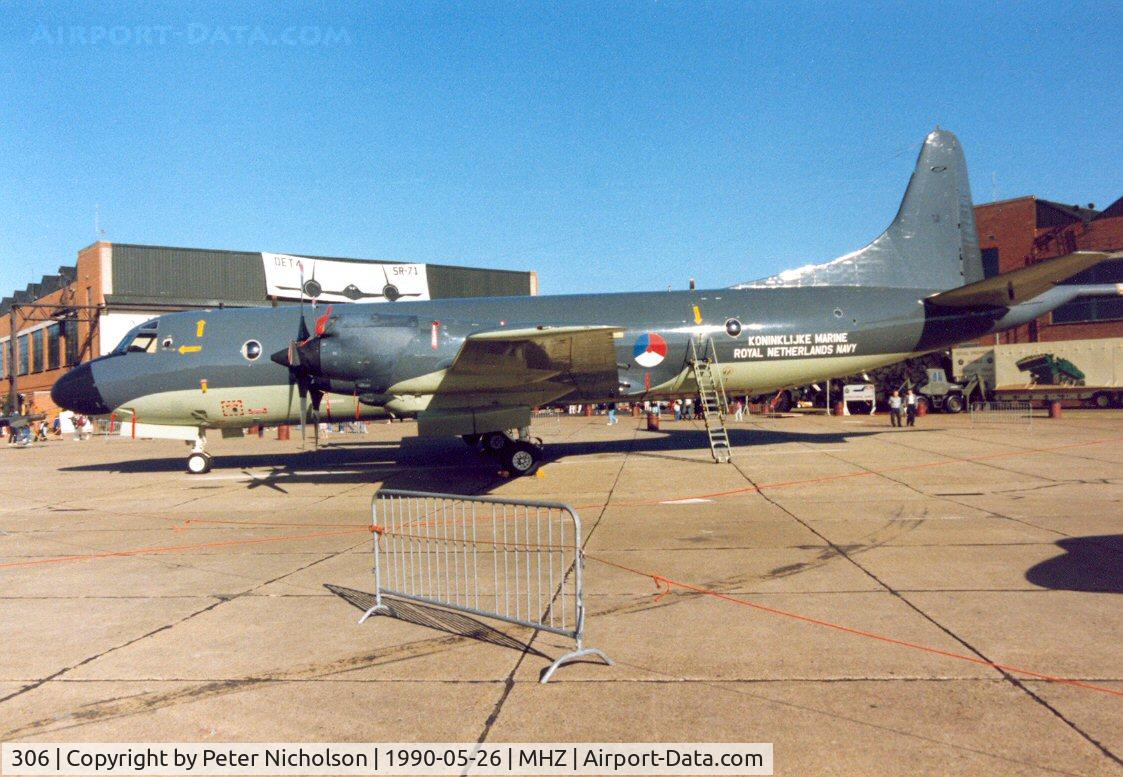 306, 1983 Lockheed P-3C Orion C/N 285A-5758, P-3C Orion of 320 Squadron Royal Netherlands Navy on display at the 1990 RAF Mildenhall Air Fete.