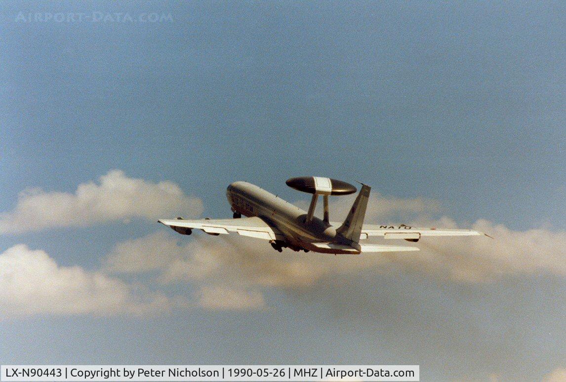 LX-N90443, 1981 Boeing E-3A Sentry C/N 22838, NATO E-3A Sentry taking off at the 1990 RAF Mildenhall Air Fete.
