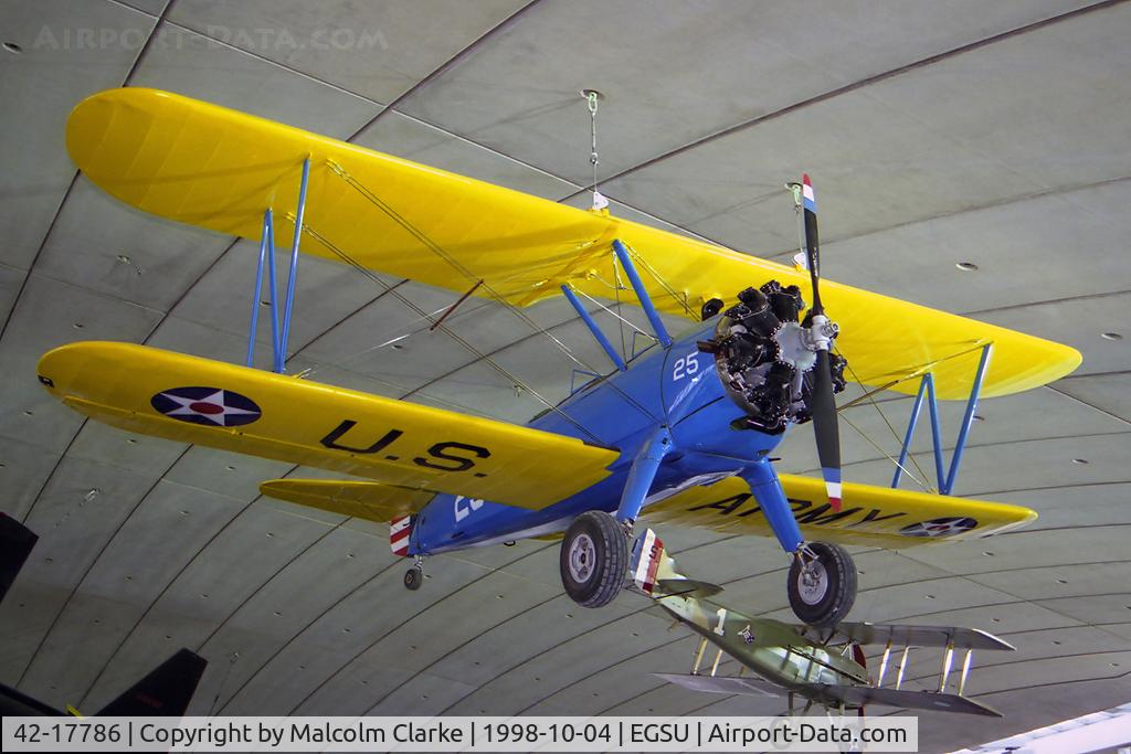 42-17786, 1941 Boeing PT-17 Kaydet (A75N1) C/N 75-1728, Boeing PT-17 Kaydet (A75N1) at The Imperial War Museum, Duxford in 1998.