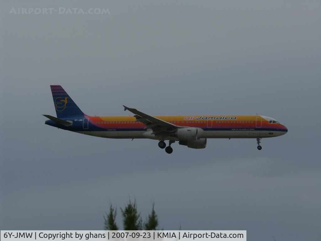 6Y-JMW, 2003 Airbus A321-211 C/N 1988, Landing at Miami