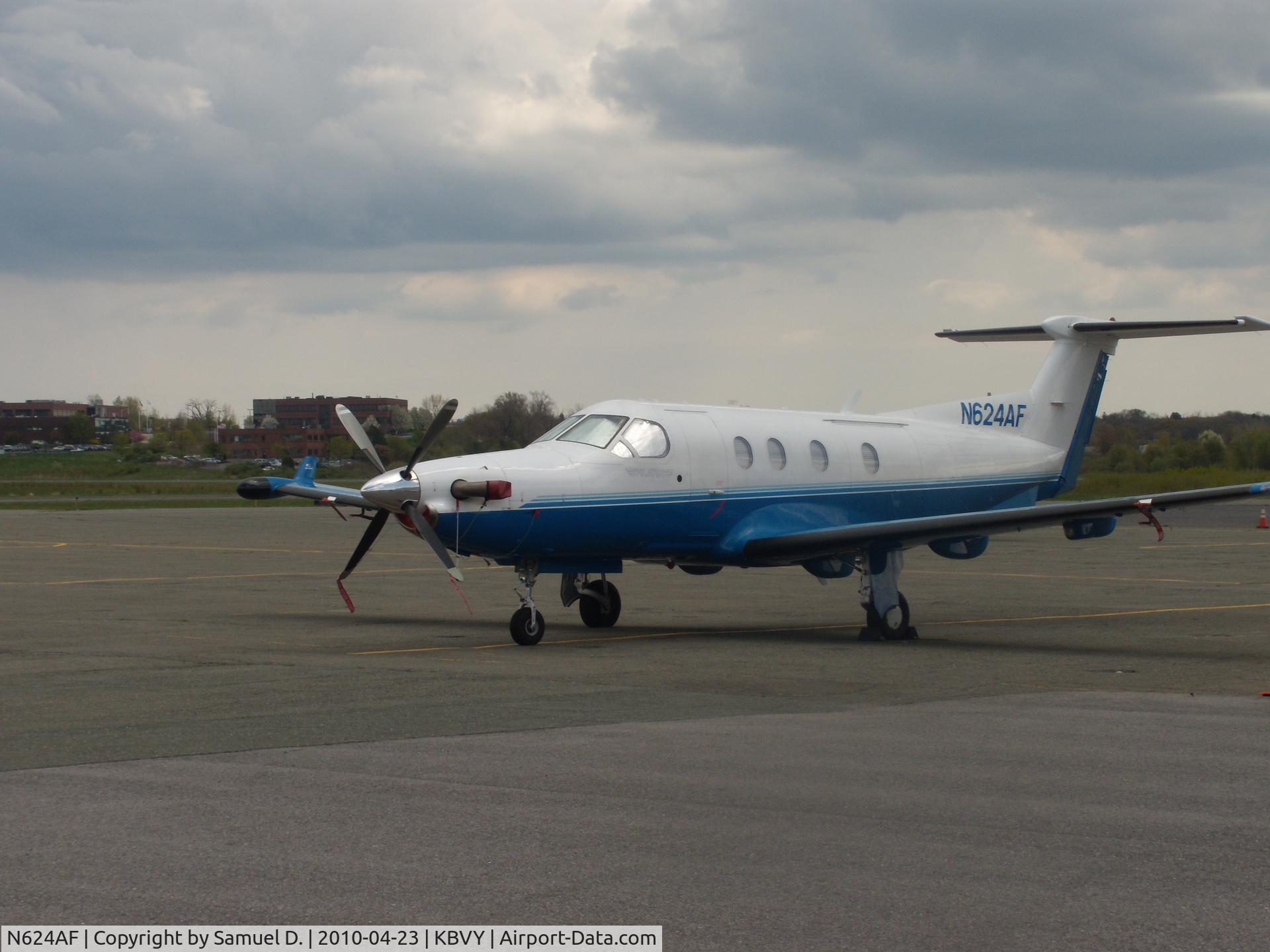 N624AF, 2005 Pilatus PC-12/45 C/N 624, N624AF parked at the west ramp at KBVY