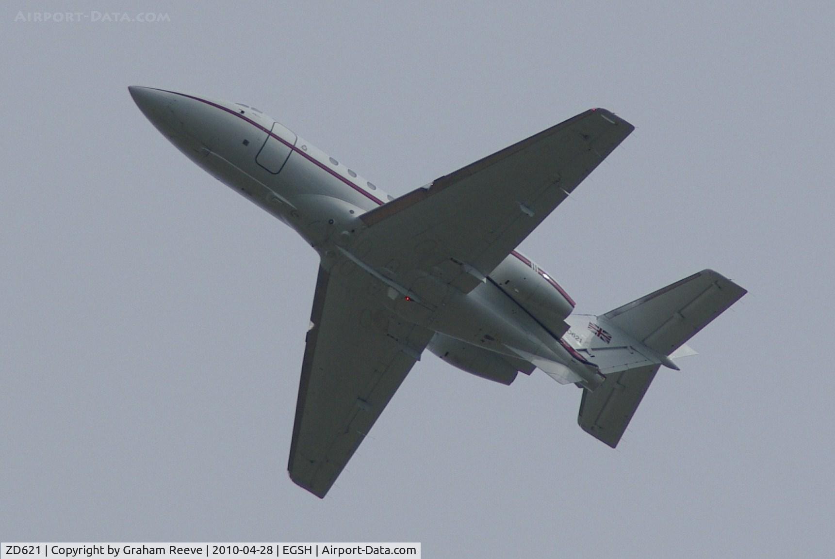 ZD621, 1983 British Aerospace BAe-125 CC.3 C/N 257190, Overhead at Norwich.