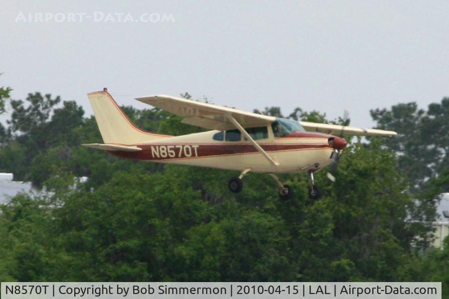 N8570T, 1959 Cessna 182C Skylane C/N 52470, Arriving at Lakeland, FL during Sun N Fun 2010.