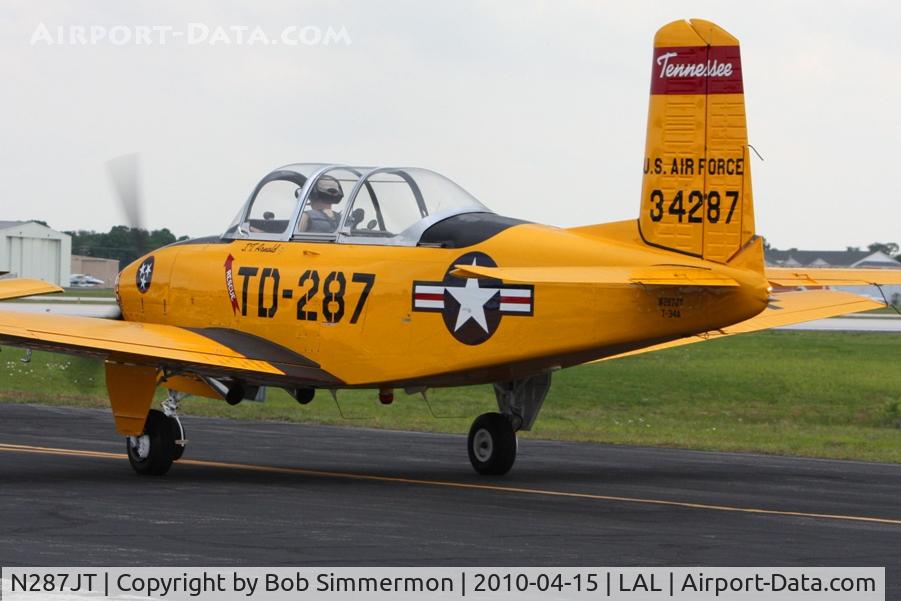 N287JT, 1953 Beech Beech T-34A (A45) Mentor C/N G-287, Departing Lakeland, FL during Sun N Fun 2010