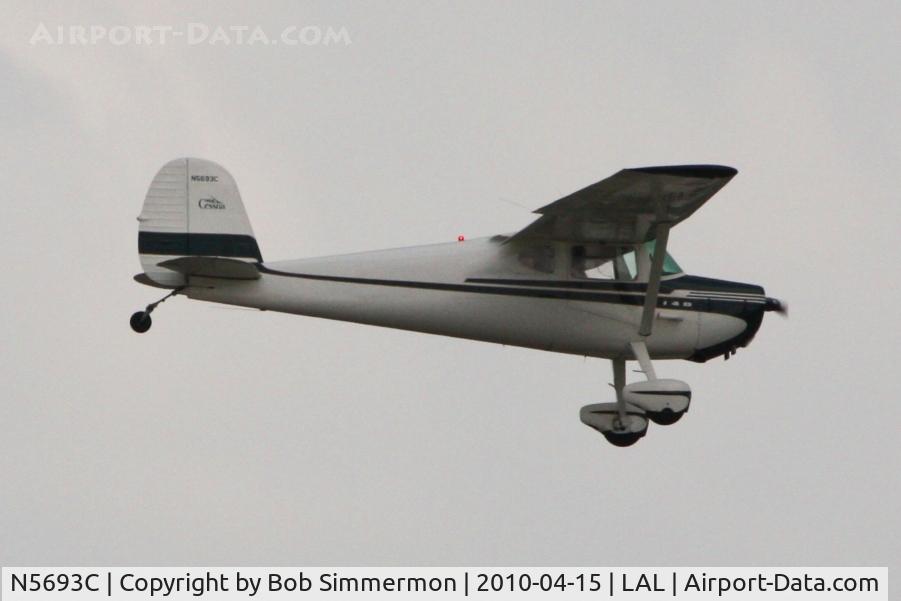 N5693C, 1950 Cessna 140A C/N 15653, Arriving at Lakeland, FL during Sun N Fun 2010.