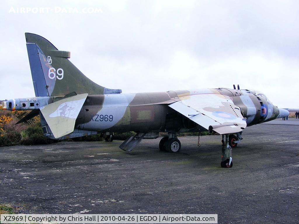 XZ969, British Aerospace Harrier GR.3 C/N 712205, at the Royal Naval School of Fire Fighting, Predannack Airfield, Cornwall