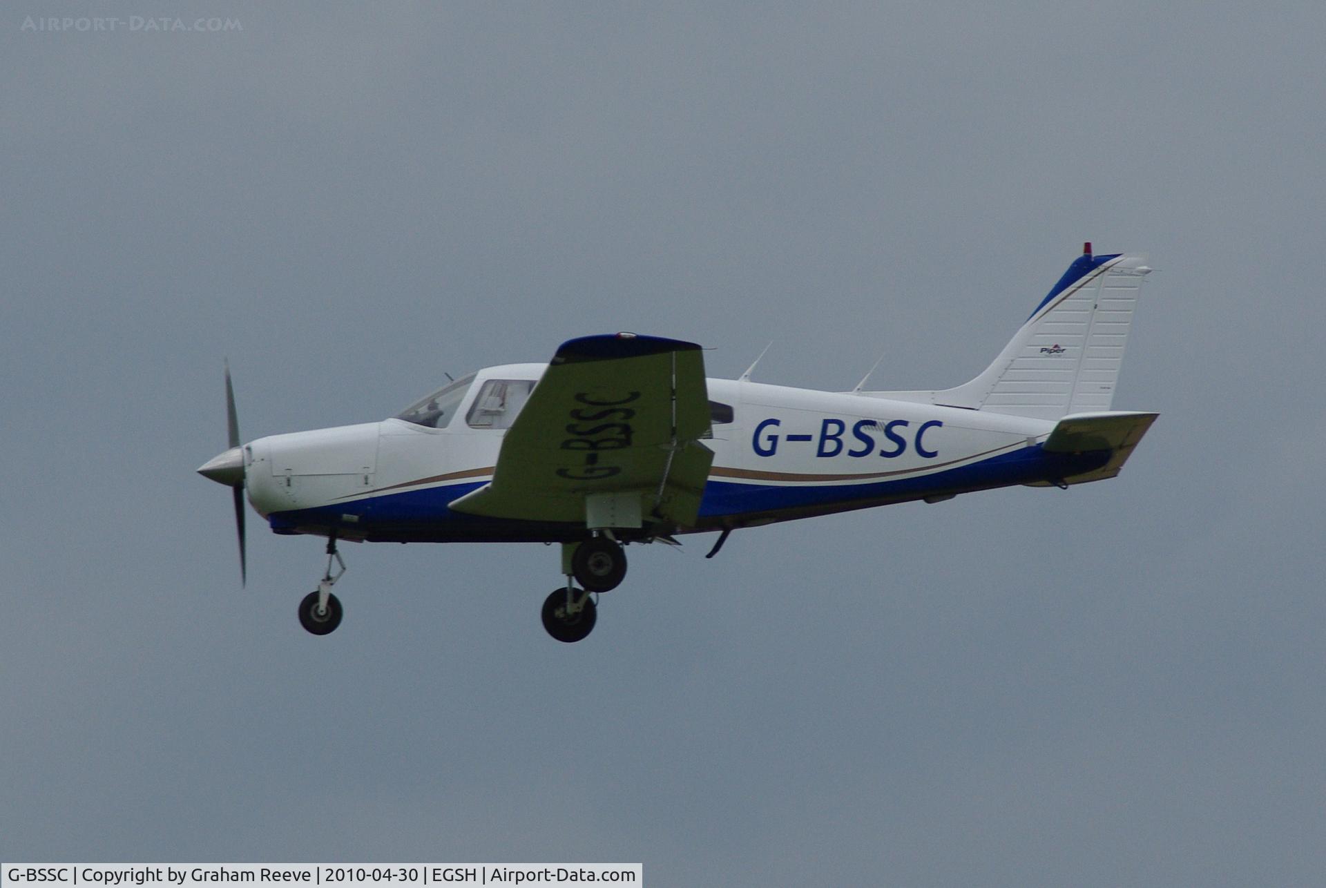 G-BSSC, 1982 Piper PA-28-161 Warrior ll C/N 28-8216176, Landing at Norwich.