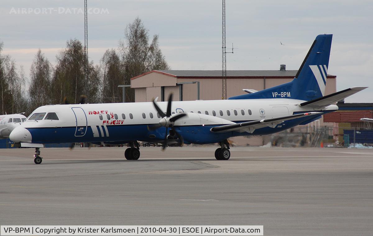 VP-BPM, 1998 Saab 2000 C/N 2000-057, Rare visitor at Örebro