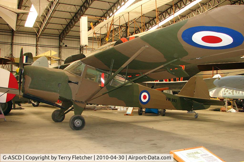 G-ASCD, 1962 Beagle A-61 Terrier 2 C/N B.615, 1962 Beagle Aircraft Ltd BEAGLE A.61 SERIES 2 wears former marks VW993 and is displayed at the Yorkshire Air Museum at Elvington
