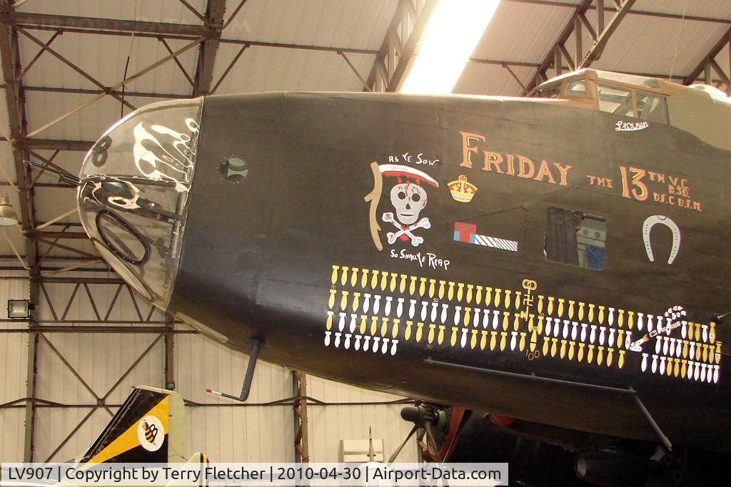LV907, Handley Page HP-59 Halifax III C/N HR792, Nose Art on Halifax Bomber , marked as LV907 , and displayed at the Yorkshire Air Museum at Elvington