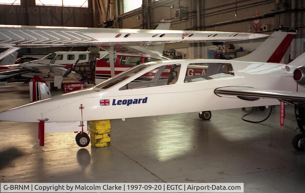 G-BRNM, 1989 Chichester-Miles Leopard C/N 002, Chichester-Miles Leopard at Cranfield Airport, UK in 1997. A 4 seat twin jet powered light aircraft, designed by a former BAe Chief Research Engineer, it first flew in December 1988.