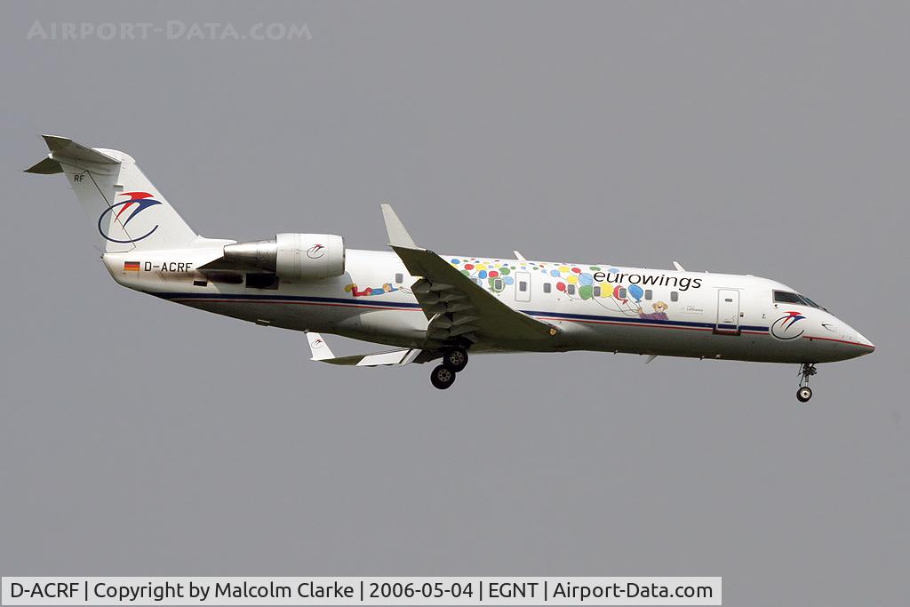 D-ACRF, 2002 Bombardier CRJ-200ER (CL-600-2B19) C/N 7619, Canadair CL-600-2B19 Regional Jet CRJ-200ER at Newcastle Airport in 2006.