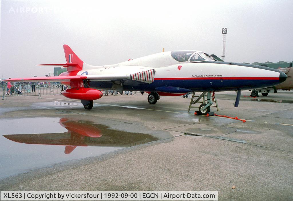 XL563, 1957 Hawker Hunter T.7 C/N 41H-693714, Royal Air Force. Operated by the RAF Institute of Aviation Medicine.