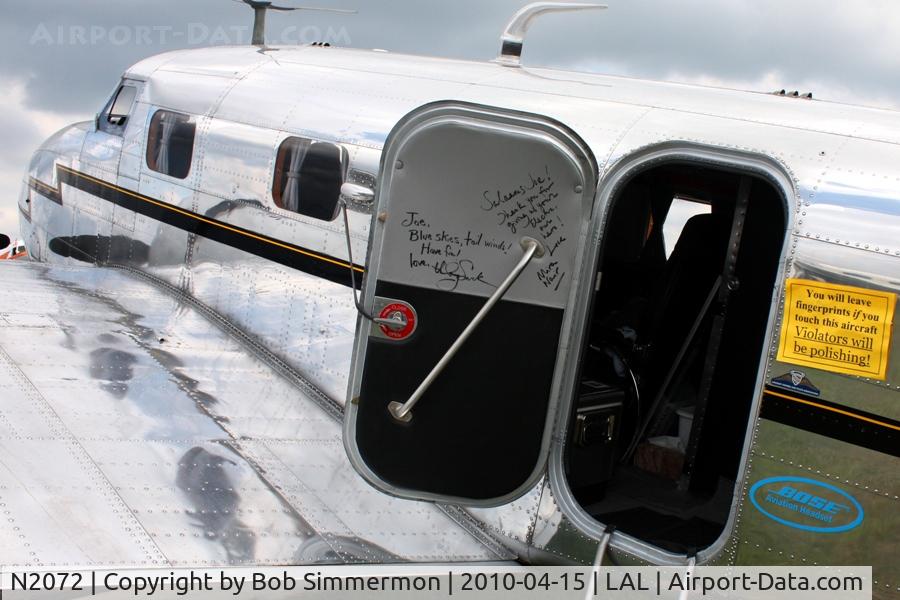 N2072, 1936 Lockheed 12A Electra Junior C/N 1208, Autographs from movie star Hilary Swank and director Mira Nair from the movie Amelia.  Sun N Fun 2010 - Lakeland, Florida