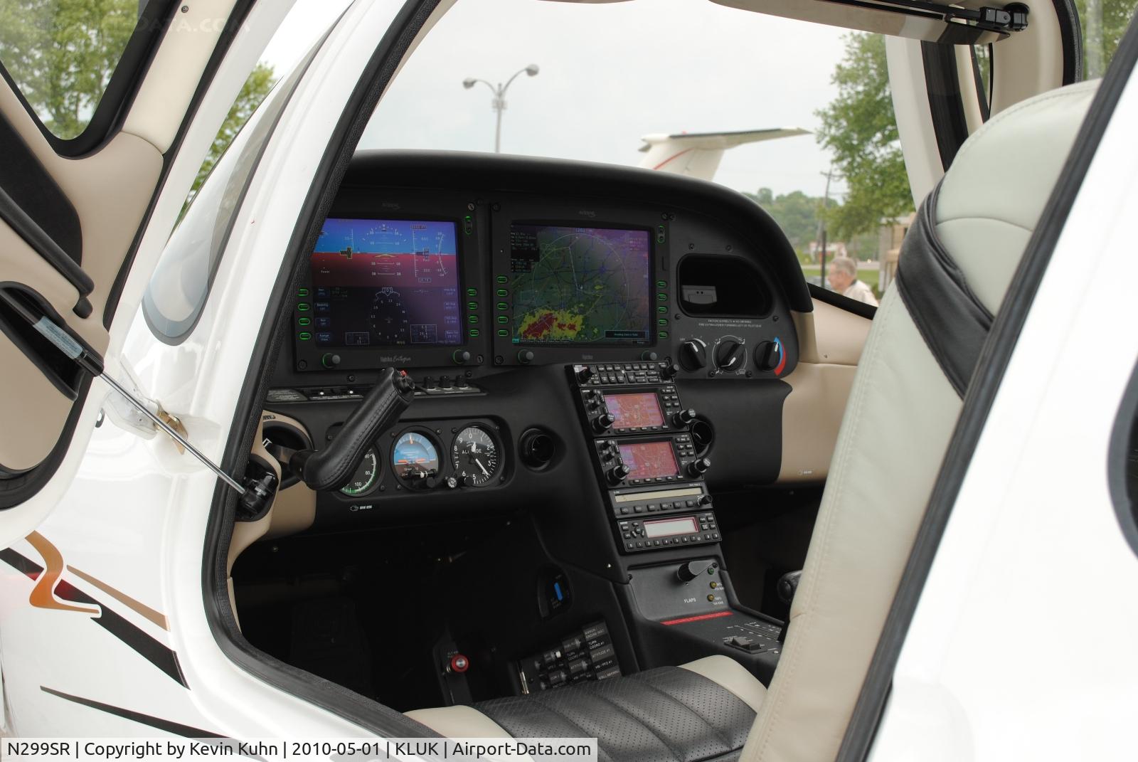 N299SR, 2007 Cirrus SR20 C/N 1886, Showing off the slick glass cockpit displays, along with the weather we were narrowly avoiding. Lunken Airport Days 2010