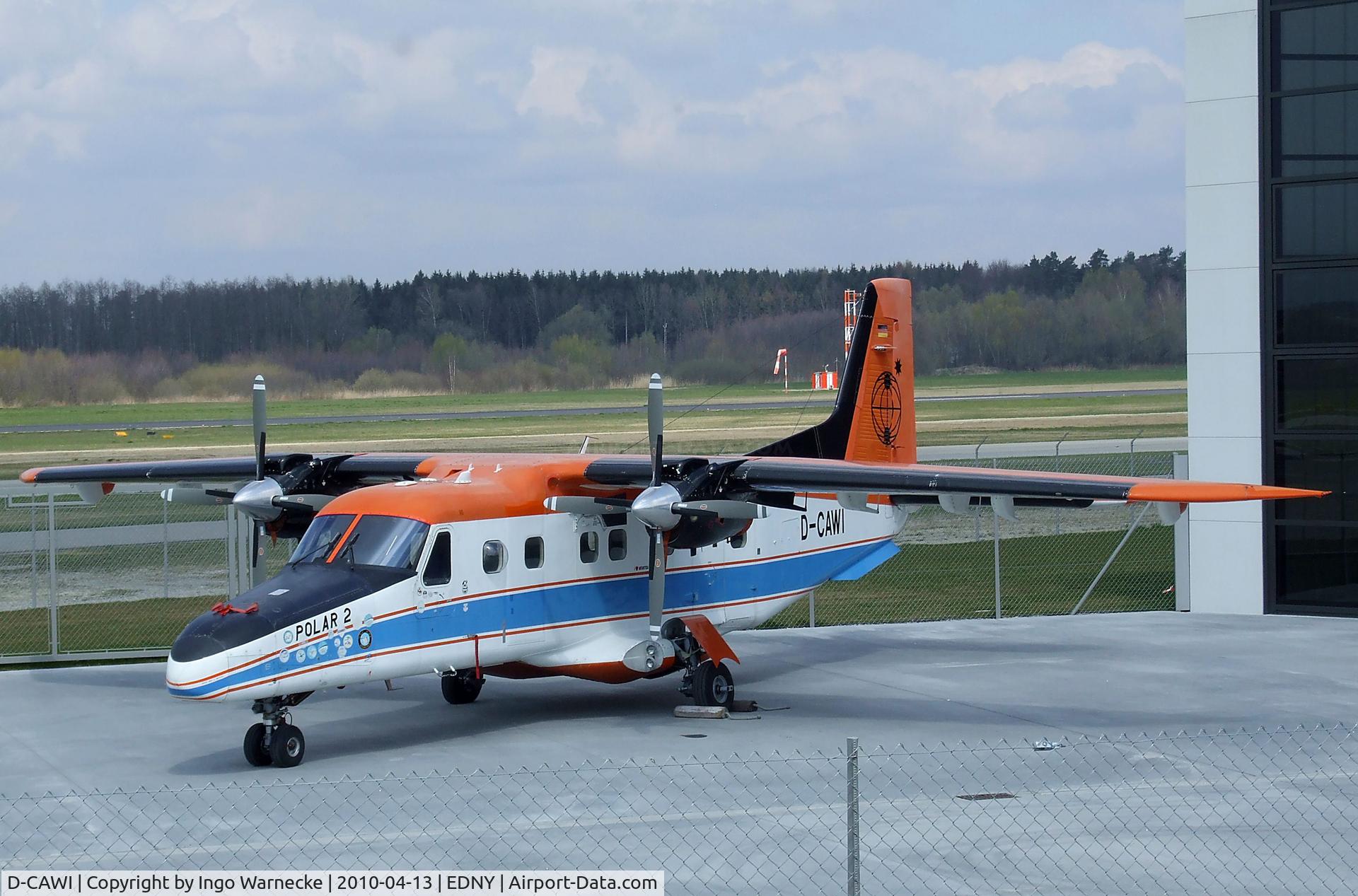 D-CAWI, 1983 Dornier 228-101 C/N 7014, Dornier Do 228-101 (formerly 'POLAR 2' operated by the German polar research institute (Alfred Wegener Institut)) standing outside the Dornier-Museum to be sold in May 2010. Before it had been exhibited at the Dornier Museum for some months.