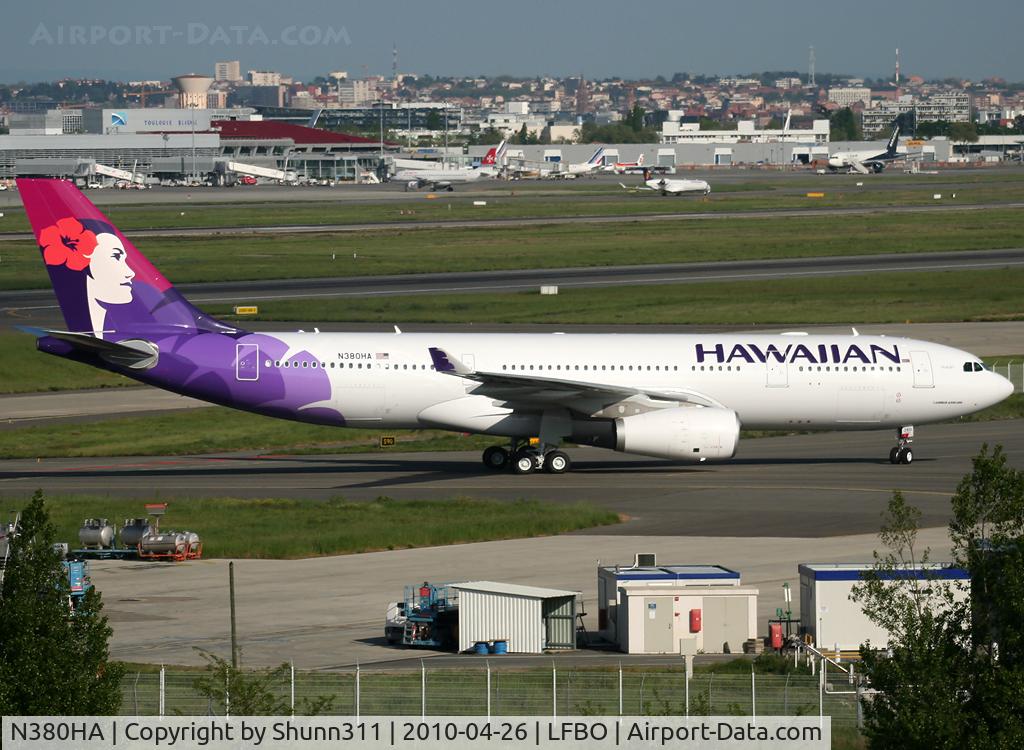 N380HA, 2010 Airbus A330-243 C/N 1104, Come back to the delivery center after an engine run for the customer befor delivery...