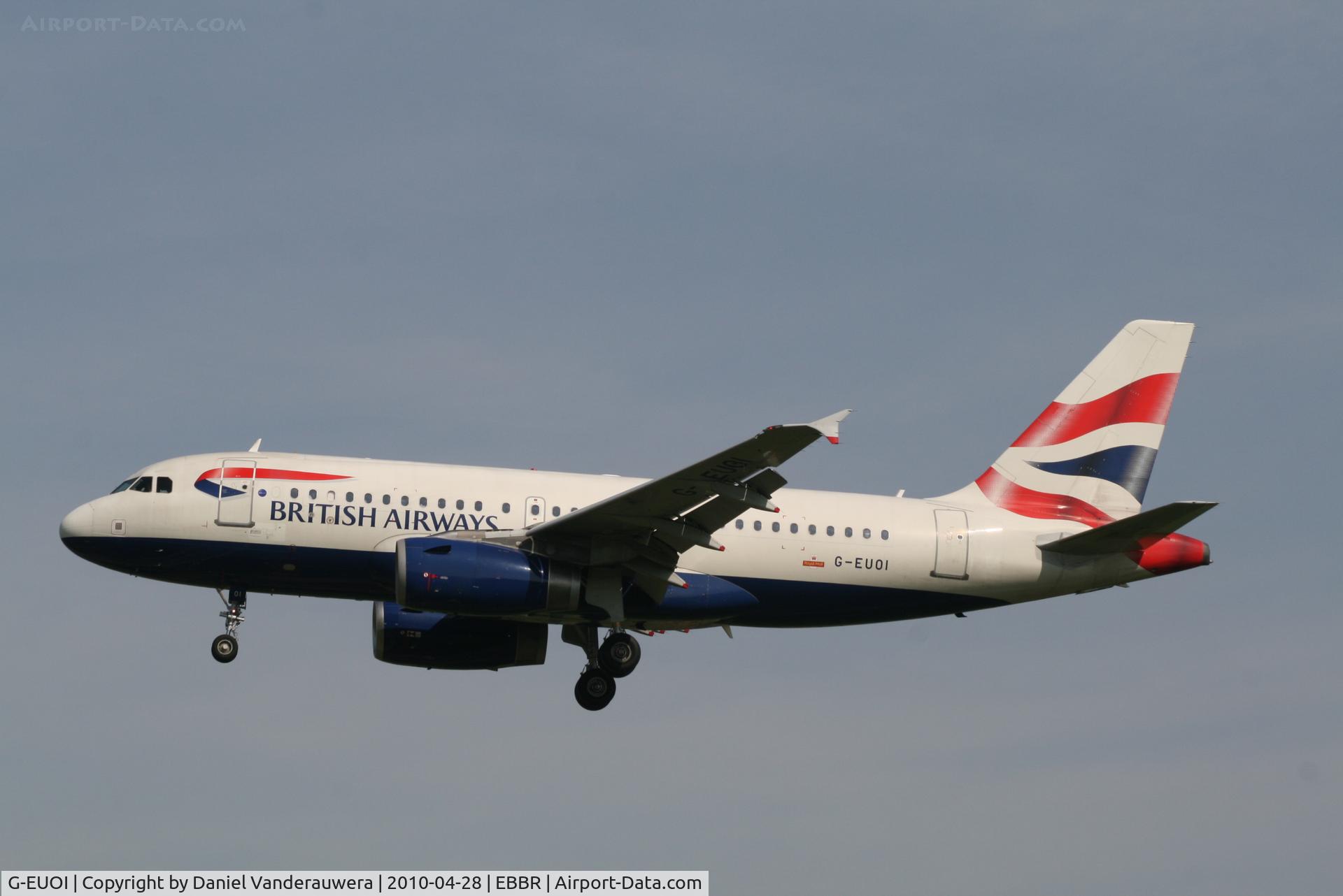 G-EUOI, 2001 Airbus A319-131 C/N 1606, Arrival of flight BA392 to RWY 25L