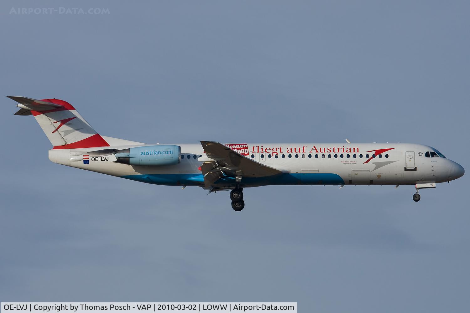 OE-LVJ, 1991 Fokker 100 (F-28-0100) C/N 11359, Austrian Arrows