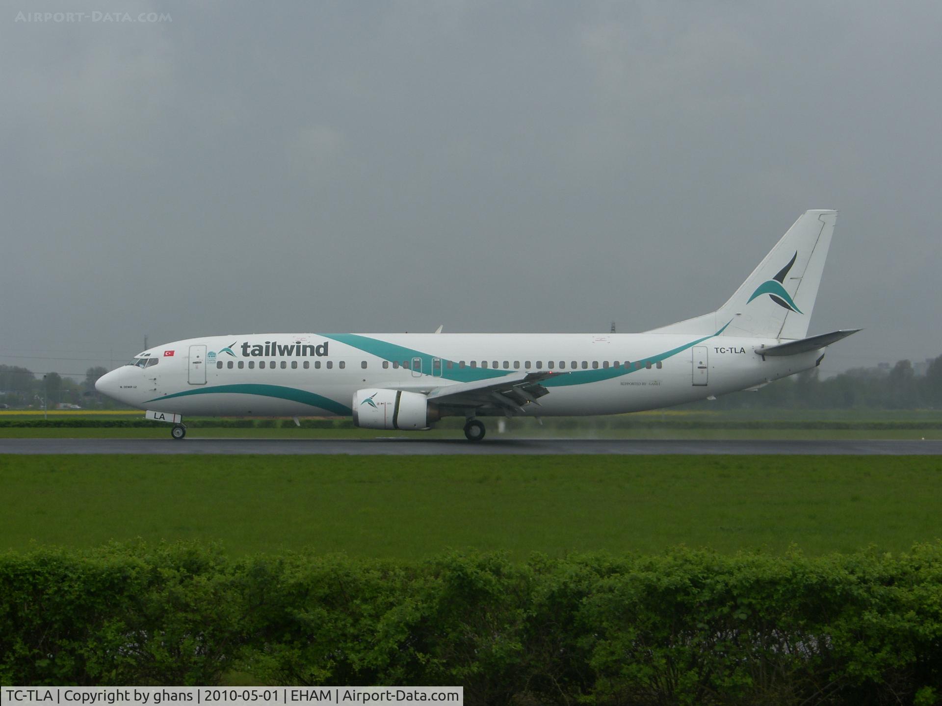 TC-TLA, 1993 Boeing 737-4Q8 C/N 25107, Tailwind landing 18r on rainy morning