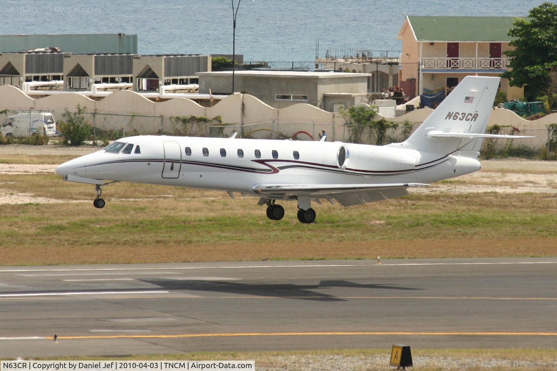 N63CR, 2007 Cessna 680 Citation Sovereign C/N 680-0122, N63CR laning at TNCM