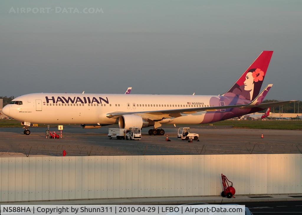 N588HA, 2002 Boeing 767-3CB/ER C/N 33466, Parked at the Hall D area...