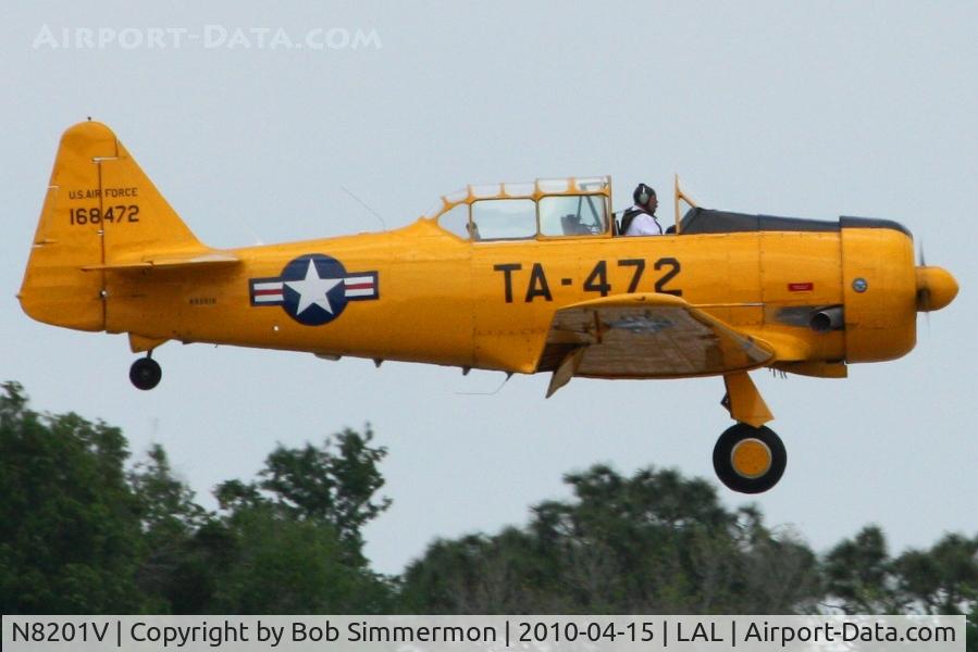 N8201V, North American T-6G Texan C/N 168-472, Arriving at Lakeland, FL during Sun N Fun 2010.