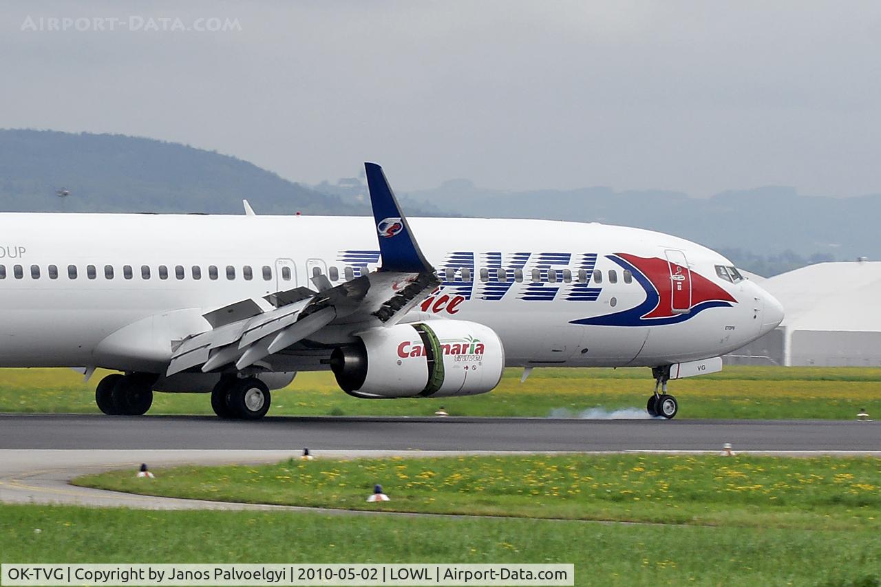 OK-TVG, 2007 Boeing 737-8Q8 C/N 30719, Trevel Service Boeing B737-8Q8 on RWY09 in LOWL/LNZ