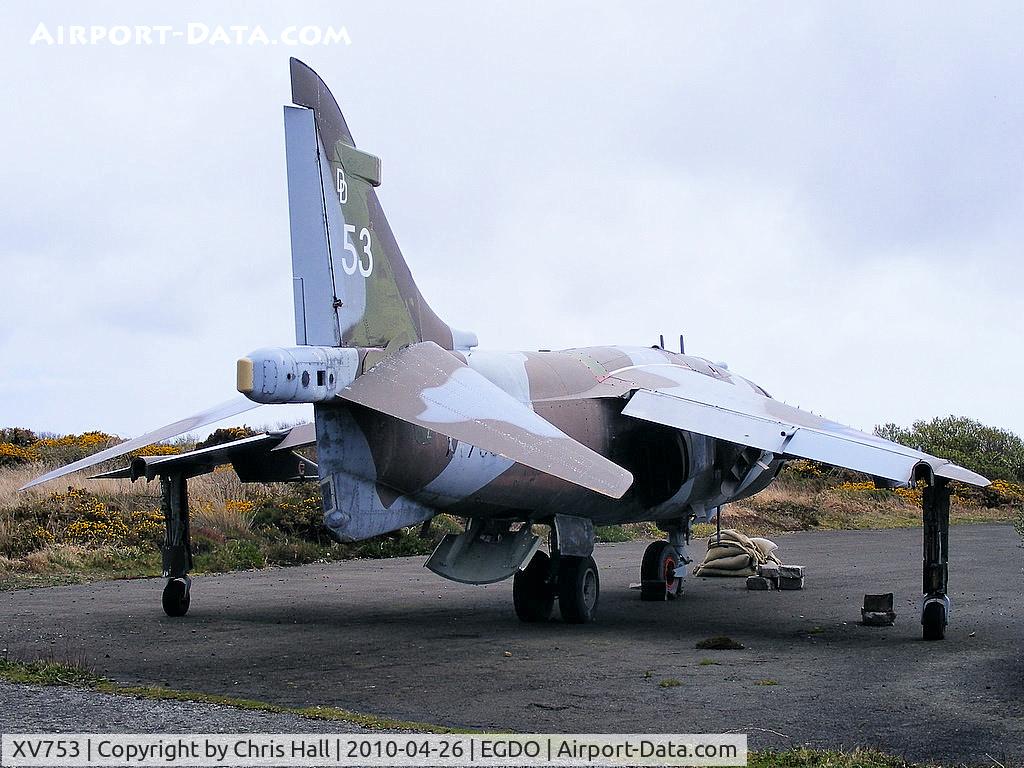 XV753, 1969 Hawker Siddeley Harrier GR.3 C/N 712016, BAe Harrier GR3 at the Royal Naval School of Fire Fighting, Predannack Airfield, Cornwall