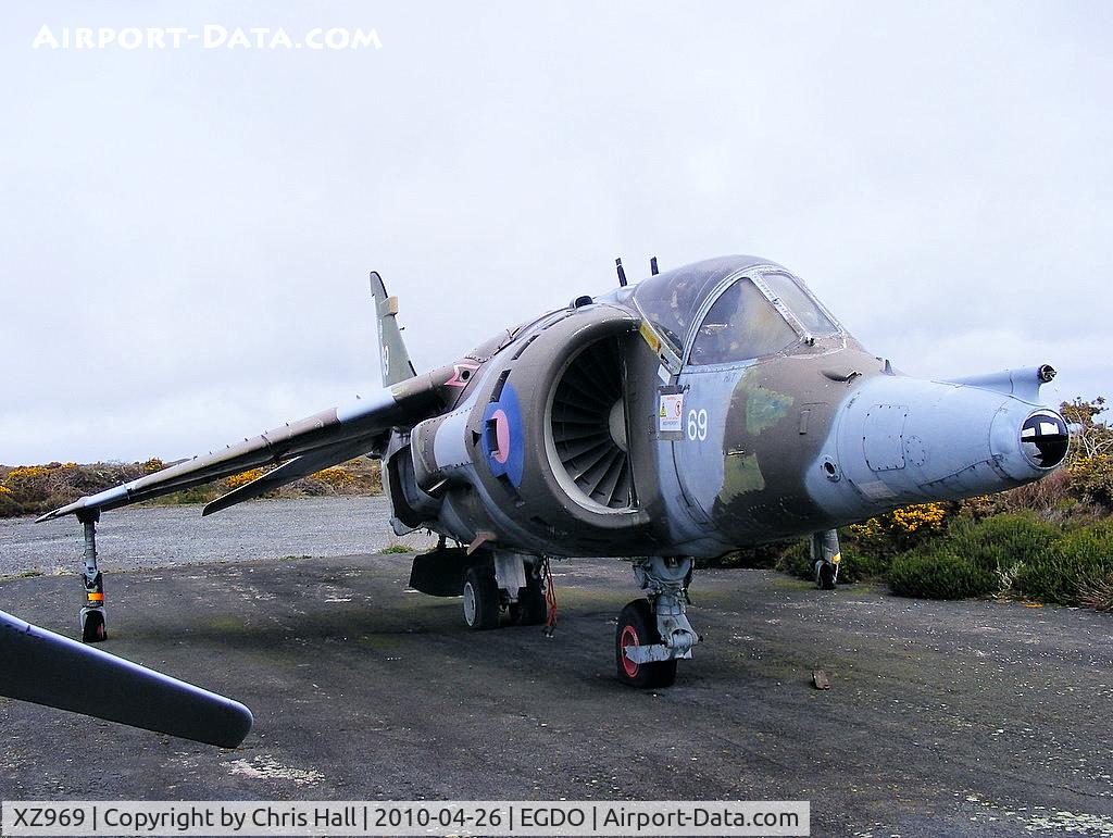 XZ969, British Aerospace Harrier GR.3 C/N 712205, at the Royal Naval School of Fire Fighting, Predannack Airfield, Cornwall