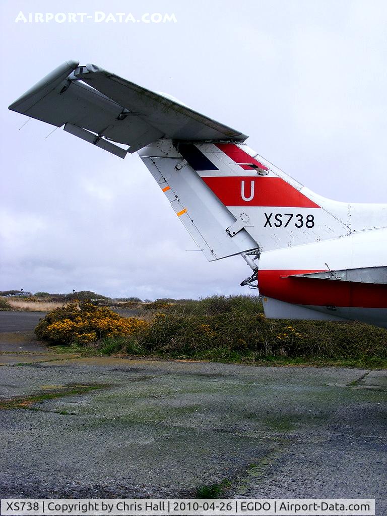 XS738, 1966 Hawker Siddeley HS.125 Dominie T.1 C/N 25077, at the Royal Naval School of Fire Fighting, Predannack Airfield, Cornwall
