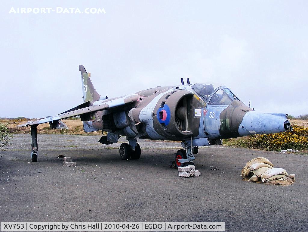 XV753, 1969 Hawker Siddeley Harrier GR.3 C/N 712016, BAe Harrier GR3 at the Royal Naval School of Fire Fighting, Predannack Airfield, Cornwall