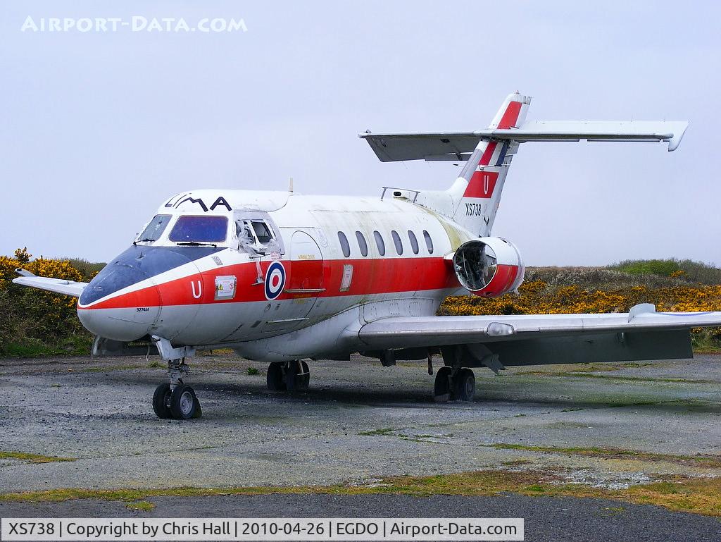 XS738, 1966 Hawker Siddeley HS.125 Dominie T.1 C/N 25077, at the Royal Naval School of Fire Fighting, Predannack Airfield, Cornwall