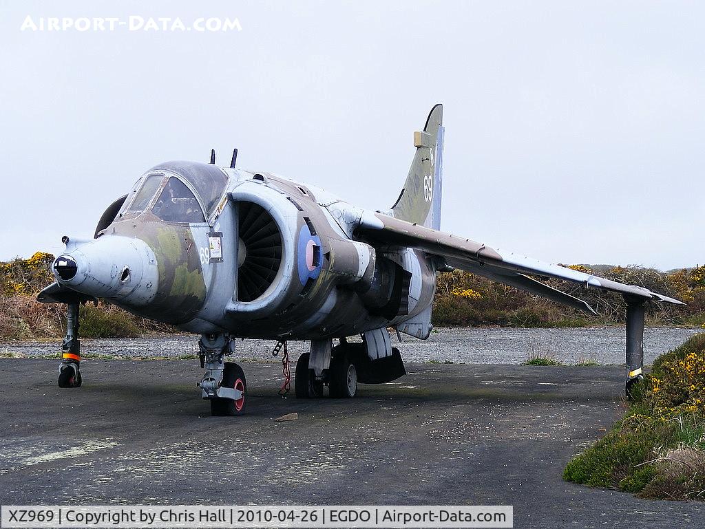 XZ969, British Aerospace Harrier GR.3 C/N 712205, at the Royal Naval School of Fire Fighting, Predannack Airfield, Cornwall