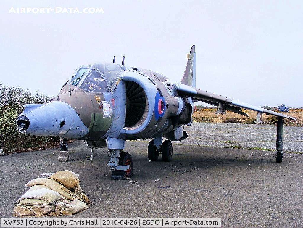 XV753, 1969 Hawker Siddeley Harrier GR.3 C/N 712016, BAe Harrier GR3 at the Royal Naval School of Fire Fighting, Predannack Airfield, Cornwall