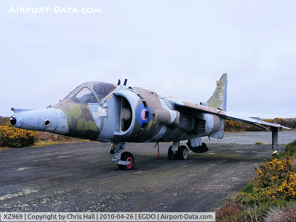 XZ969, British Aerospace Harrier GR.3 C/N 712205, at the Royal Naval School of Fire Fighting, Predannack Airfield, Cornwall