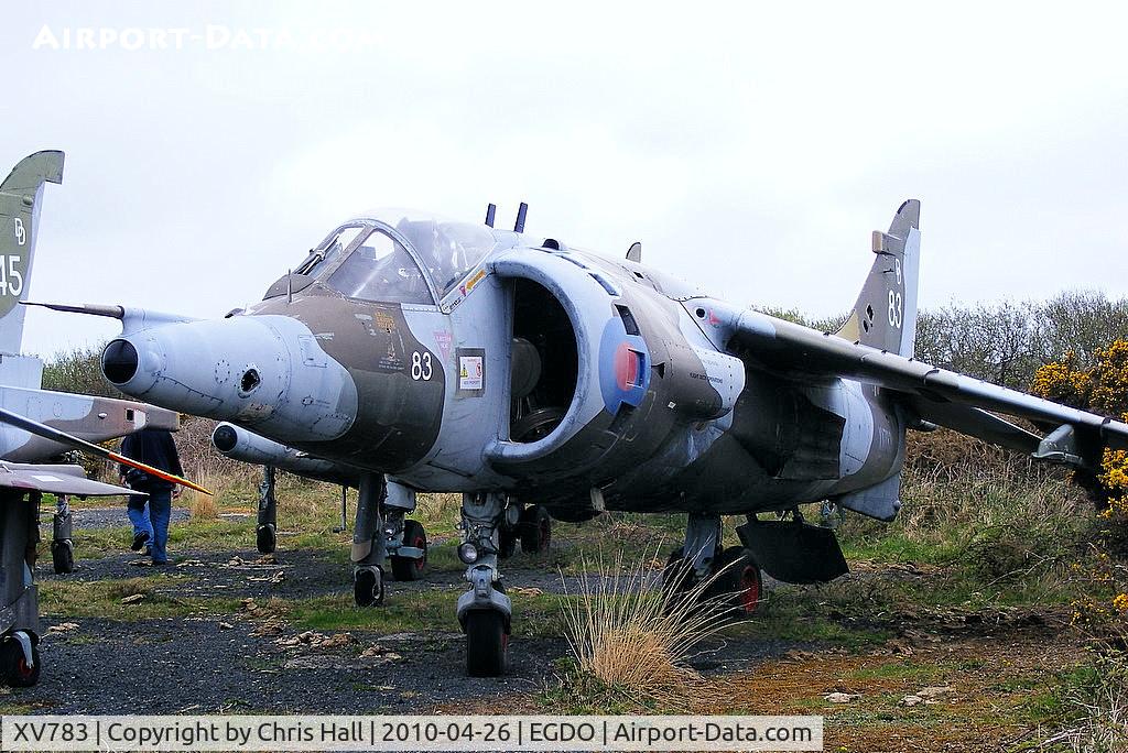XV783, 1970 Hawker Siddeley Harrier GR.3 C/N 712033, BAe Harrier GR3 at the Royal Naval School of Fire Fighting, Predannack Airfield, Cornwall